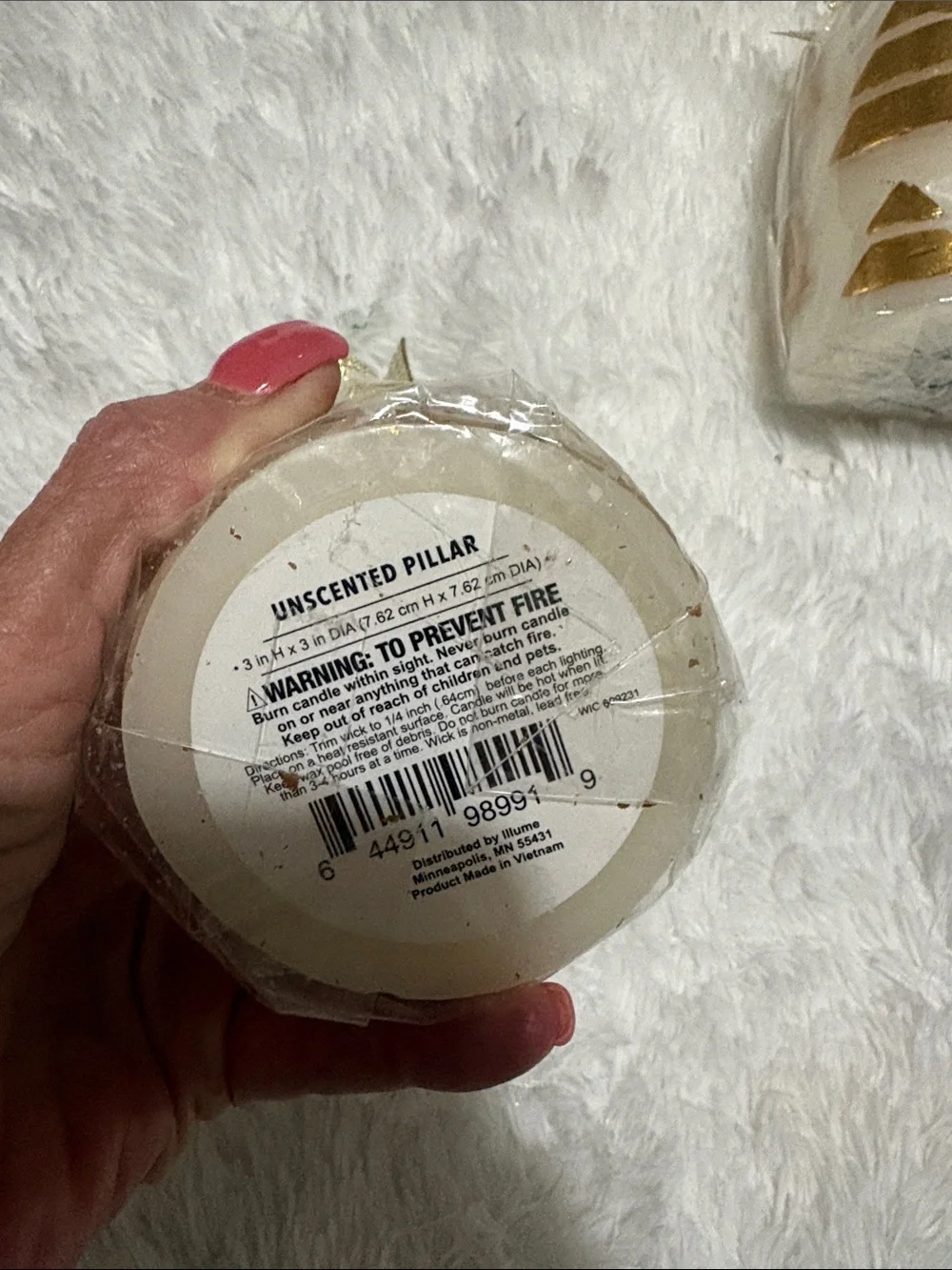 NWT set of 3 white with gold Christmas tree candles